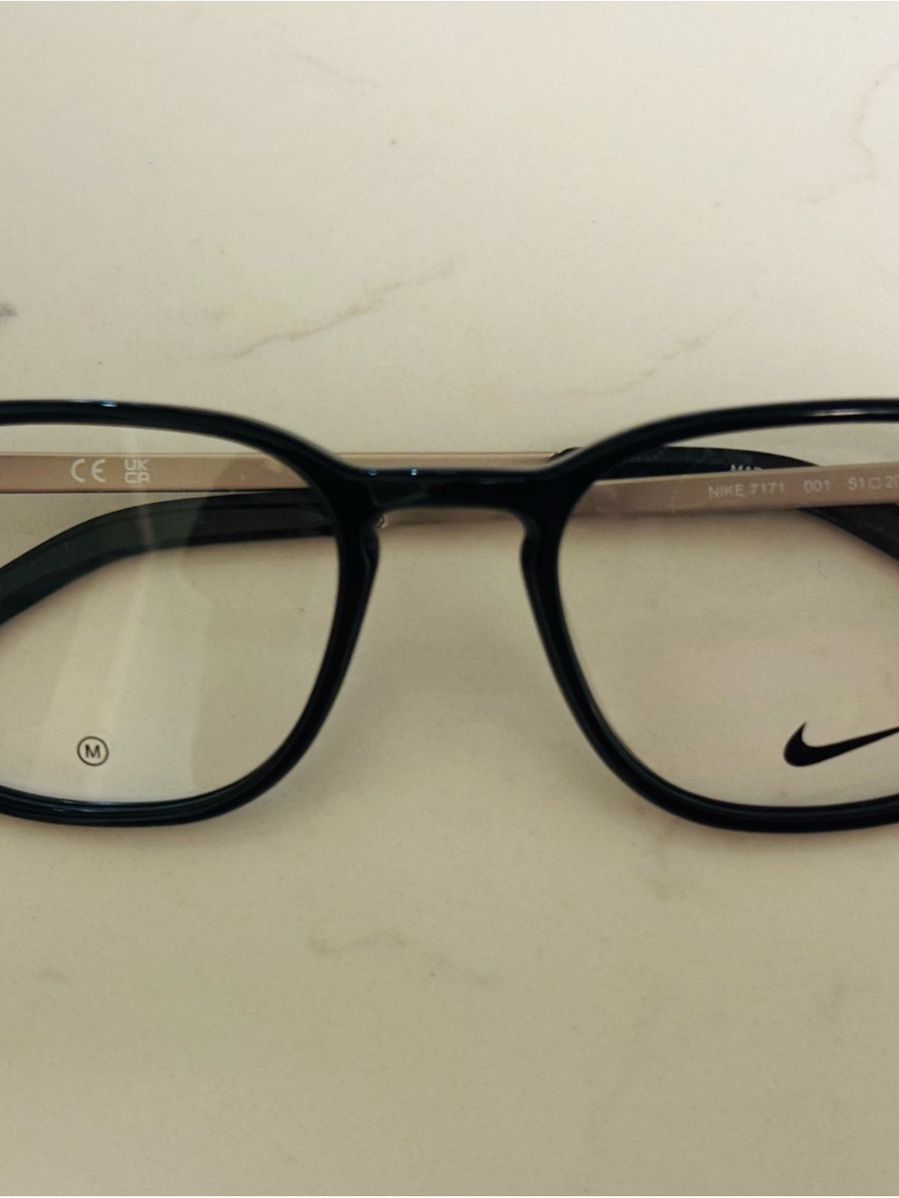 New NIKE NK-7171 001 Black Eyeglasses 51/20/145 & Nike Black Hard case.Brand New